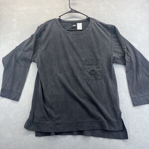 Nike M Vintage Long Sleeve Pocket Tee TShirt Embroidered Large Black Label 90s